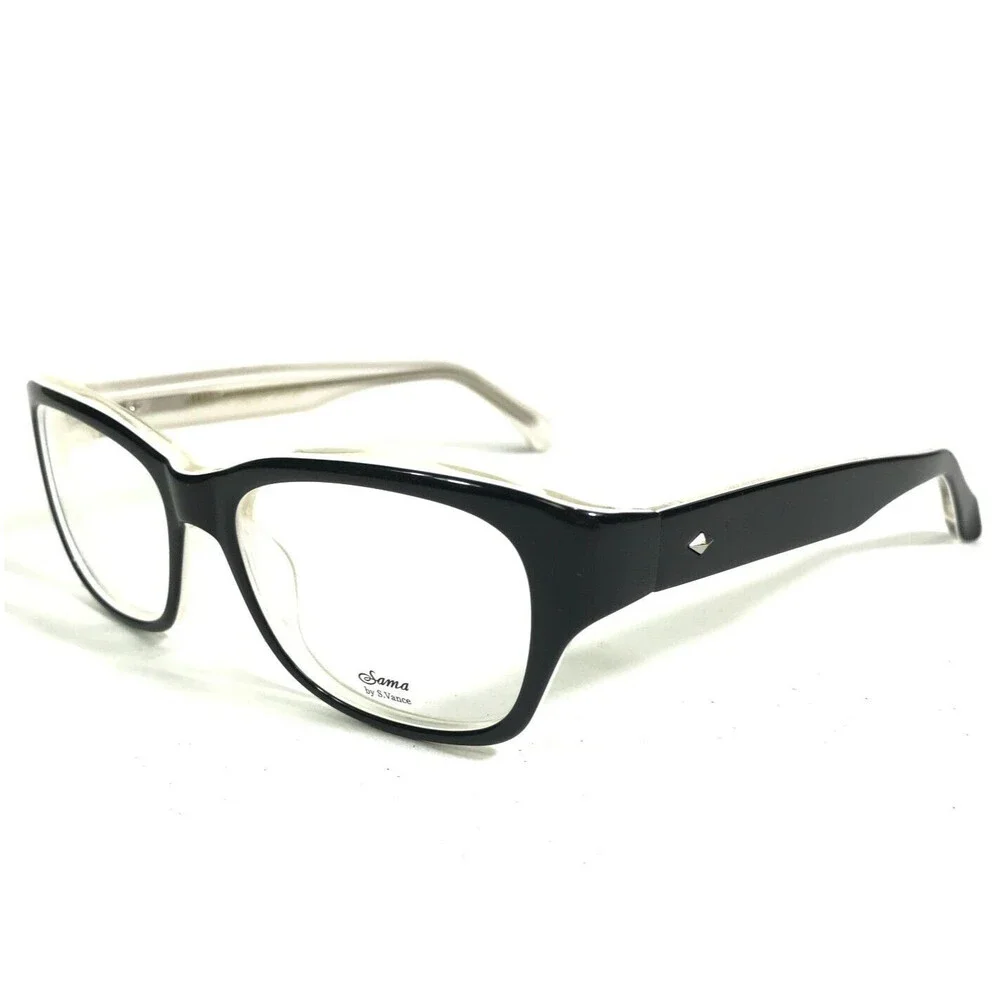 Sama Eyeglasses Frames CHELSEA BER/CRM Black Clear Cream Square 49-16-130